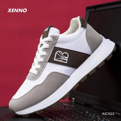 Breathable Thick Sole Men’s Mesh & Leather Round-Toe Sneakers